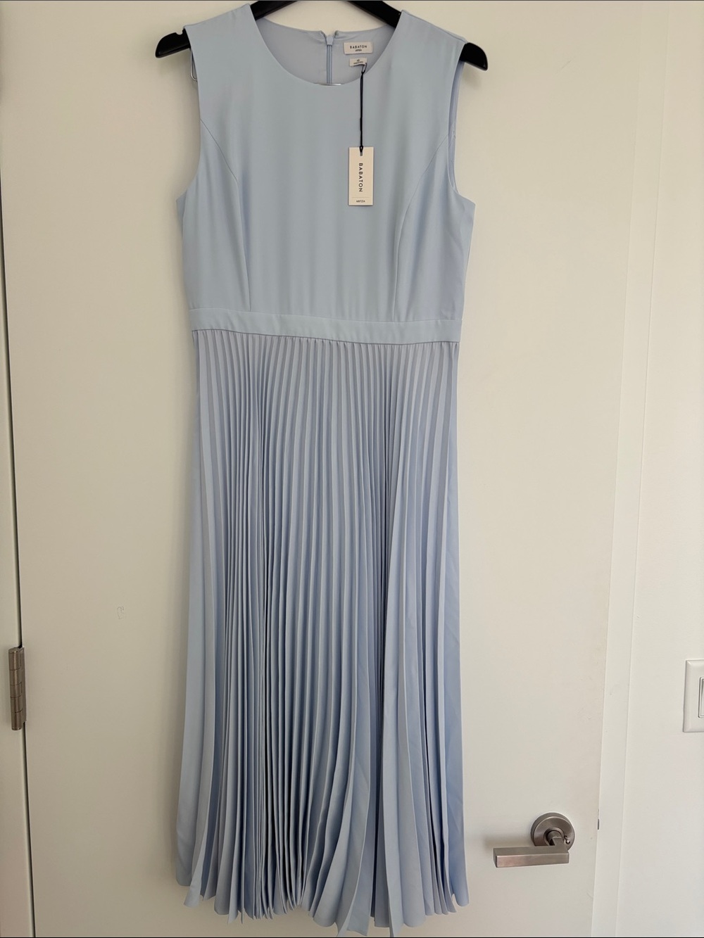 Babaton Accordian Glimmer Lueur Dress - Light Blue NWT